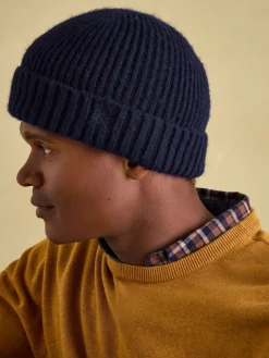 New Joules Berwick Beanie Hat Navy