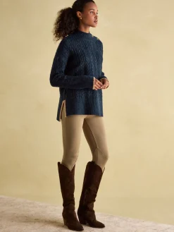 Joules Betsy Button Shoulder Cable Jumper Navy