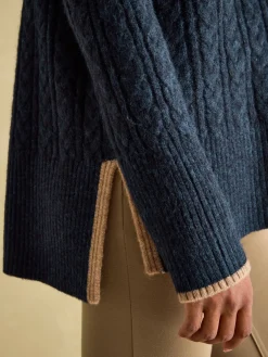 Joules Betsy Button Shoulder Cable Jumper Navy