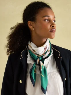 Online Joules Bloomfield Silk Square Scarf Cream