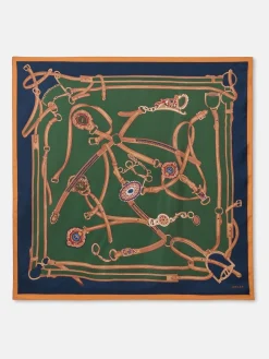 Clearance Joules Bloomfield Khaki Green Square Silk Scarf KhakiGreen