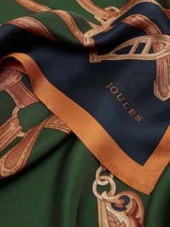 Clearance Joules Bloomfield Khaki Green Square Silk Scarf KhakiGreen