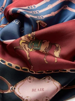 Online Joules Bloomfield Silk Square Scarf Navy