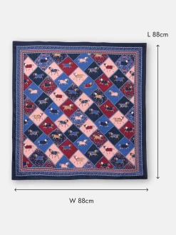 Best Joules Bloomfield Square Silk Scarf Navy/Burgundy