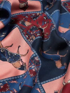 Best Joules Bloomfield Square Silk Scarf Navy/Burgundy