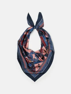 Best Joules Bloomfield Square Silk Scarf Navy/Burgundy