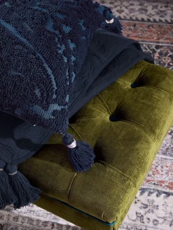 Discount Joules 100% Cotton Paisley Tufted Cushion Blue