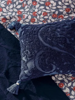 Discount Joules 100% Cotton Paisley Tufted Cushion Blue
