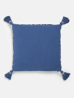Discount Joules 100% Cotton Paisley Tufted Cushion Blue
