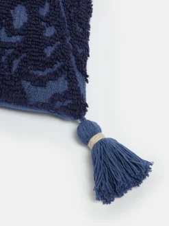 Discount Joules 100% Cotton Paisley Tufted Cushion Blue