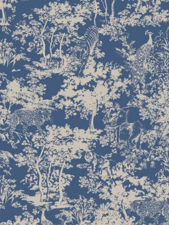 Joules Animal Forest Print 10M Wallpaper Blue