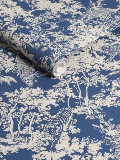 Joules Animal Forest Print 10M Wallpaper Blue