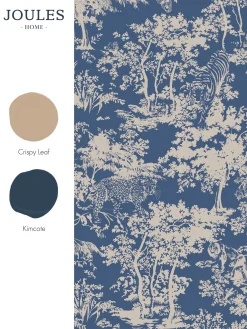 Joules Animal Forest Print 10M Wallpaper Blue
