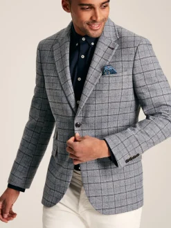 Sale Joules Check Slim Fit Suit Blazer Blue