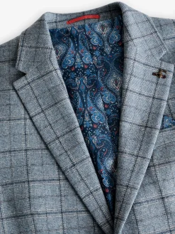 Sale Joules Check Slim Fit Suit Blazer Blue