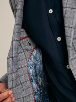 Sale Joules Check Slim Fit Suit Blazer Blue