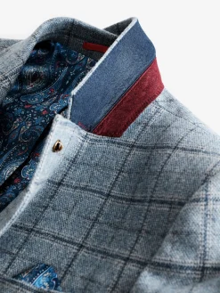 Sale Joules Check Slim Fit Suit Blazer Blue