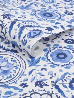 New Joules Festival Flowers 10M Wallpaper Blue