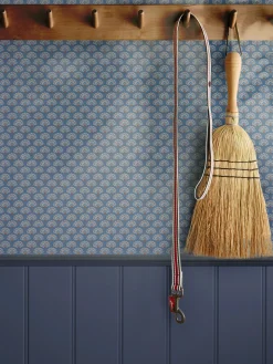 Discount Joules Peacock Geo 10M Wallpaper Blue