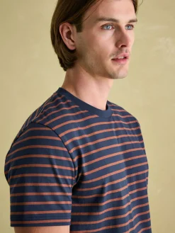 Sale Joules Boathouse Brown & Navy Jersey Crew Neck T-Shirt Brown&Navy