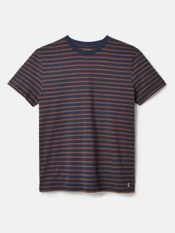 Sale Joules Boathouse Brown & Navy Jersey Crew Neck T-Shirt Brown&Navy