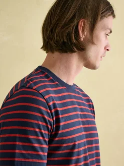 Joules Boathouse Jersey Crew Neck T-Shirt Orange/Navy