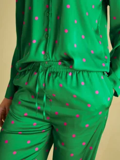 Best Joules Bonnie Satin Pyjama Set Green