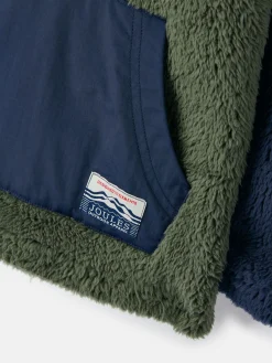 New Joules Boys' Always Cosy Half Zip Borg Fleece Green/Navy