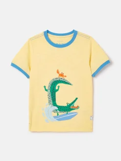 Clearance Joules Boys' Archie Yellow Crocodile Artwork T-Shirt YellowCrocodile