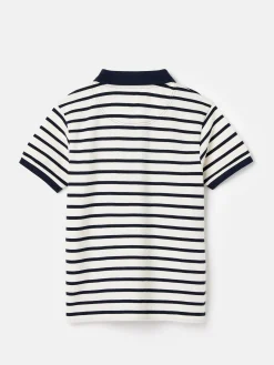 Sale Joules Boys' Filbert Navy Blue Striped Pique Cotton Polo Shirt NavyBlue
