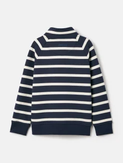 Online Joules Boys' Finn Navy & White Striped Quarter Zip Sweatshirt Navy&White