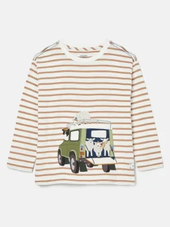 Discount Joules Boys' Jack Cream & Natural Stripe Artwork Top Cream&NaturalStripe