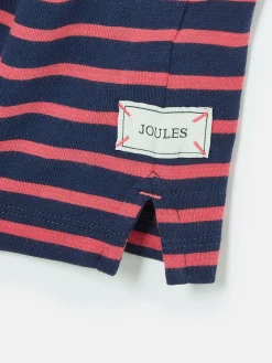 New Joules Boys' Jack Red & Navy Stripe Artwork Top Red&NavyStripe