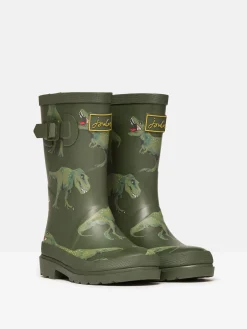 Online Joules Boys' Khaki Green Printed Wellies KhakiGreen