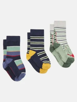 Clearance Joules Boys' Neat Feet 3 Pack Socks Stripe