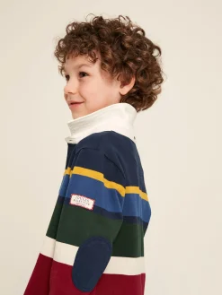Sale Joules Boys' Onside Striped Cotton Rugby Shirt Navy