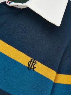 Sale Joules Boys' Onside Striped Cotton Rugby Shirt Navy