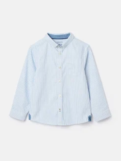 Joules Boys' Oxford Long Sleeve Striped Oxford Shirt Blue