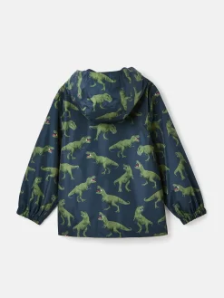 Sale Joules Boys' Rainwell Navy Dinosaur Waterproof Raincoat With Hood NavyDinosaur