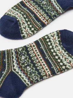Online Joules Boys' Wader Fair Isle Welly Socks Green
