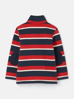 Joules Boys' Winter Dale Quarter Zip Sweatshirt with Fleece Lining Red/Navy
