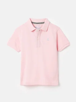 Joules Boys' Woody Pique Cotton Polo Shirt Pink