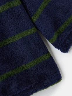 Hot Joules Boys' Woozle Navy & Green Stripe Half Zip Borg Fleece Navy&GreenStripe
