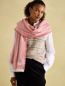 New Joules Bracewell Blanket Scarf Pink