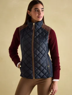 Joules Braemar Luxe Showerproof Diamond Quilted Gilet Navy