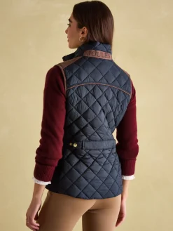 Joules Braemar Luxe Showerproof Diamond Quilted Gilet Navy