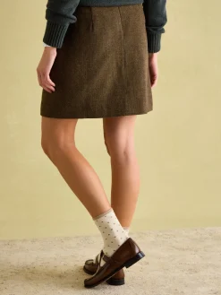 Hot Joules Bramble Tweed Skirt Brown