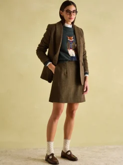 Hot Joules Bramble Tweed Skirt Brown