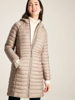 Sale Joules Bramley Showerproof Long Packable Padded Coat Pearl