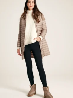 Sale Joules Bramley Showerproof Long Packable Padded Coat Pearl